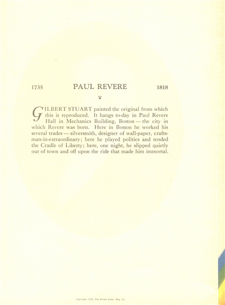 1950's Forbes Lithograph Folder - Paul Revere