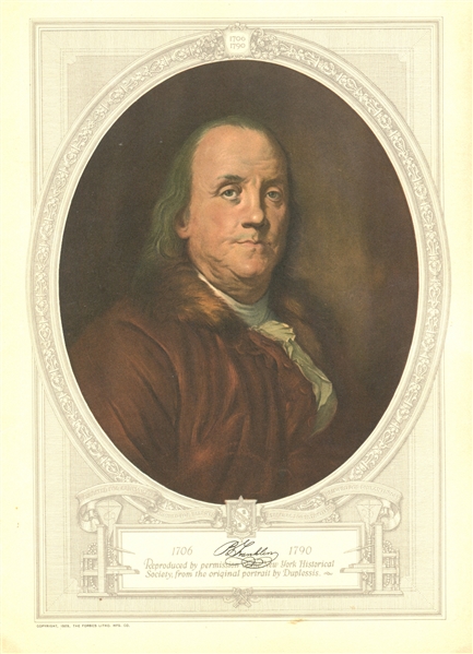 1950's Forbes Lithograph Folder - Ben Franklin - Blank Interior