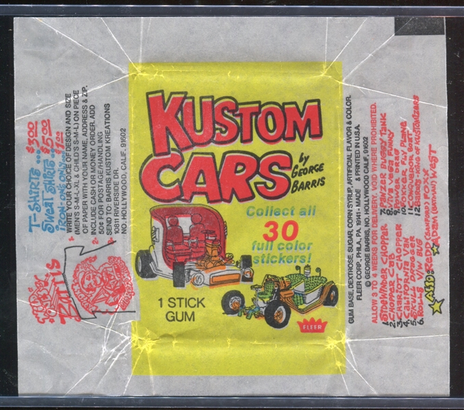 1974 Fleer Kustom Kars Wax Pack Wrapper