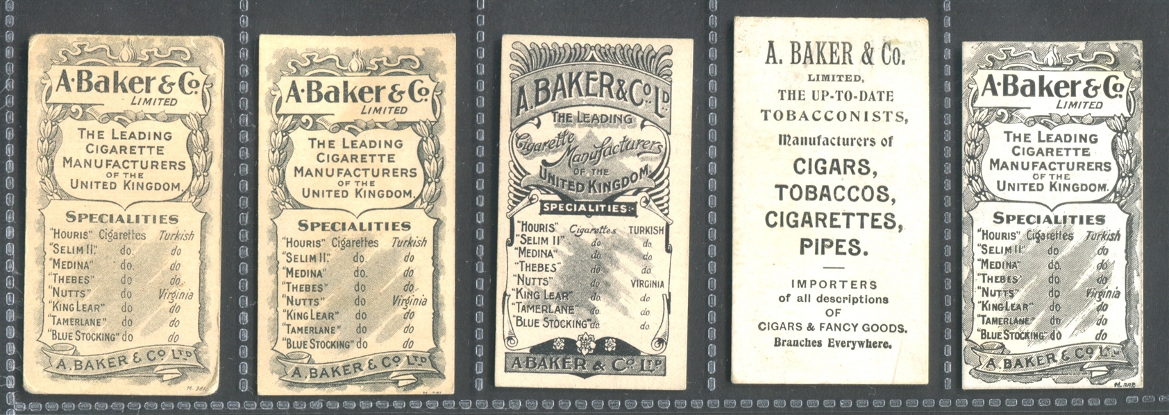 A. Baker & Co (UK) Mixed Lot of (5) Better Issue Type Cards