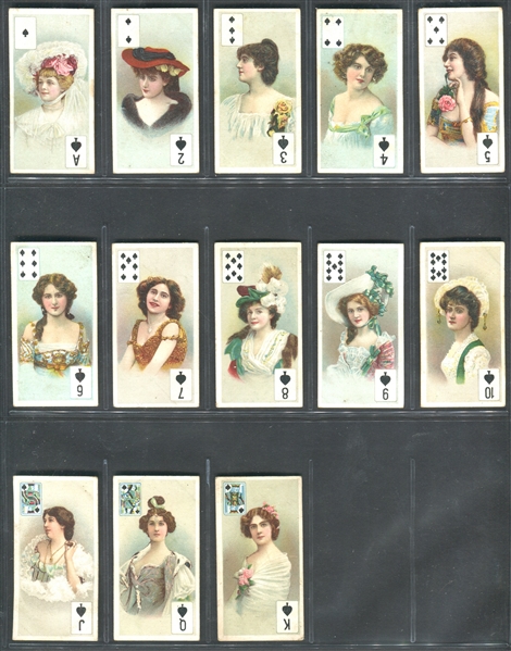 1908 B.A.T. Actress With Playing Card Insets Complete Set of (52) Cards