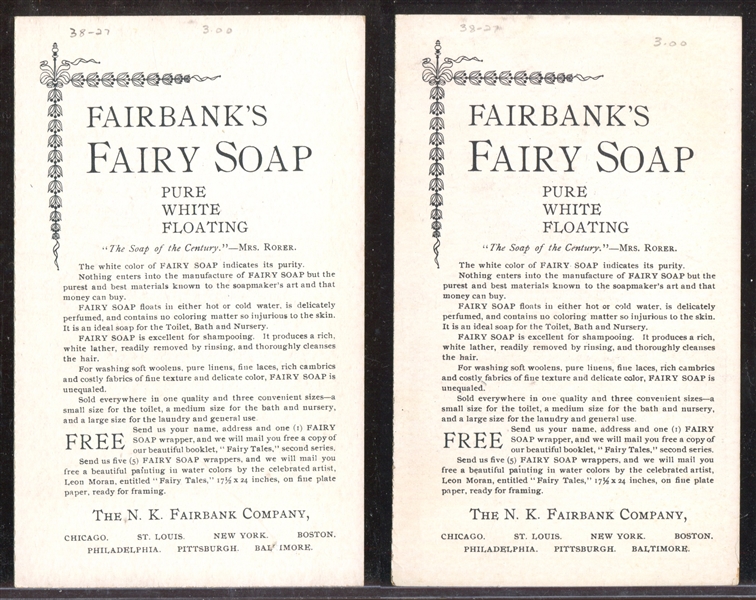 H340-2 Fairbanks Fairy Soap Near Complete Set of (11/12) Plus Extra Wesley Merritt