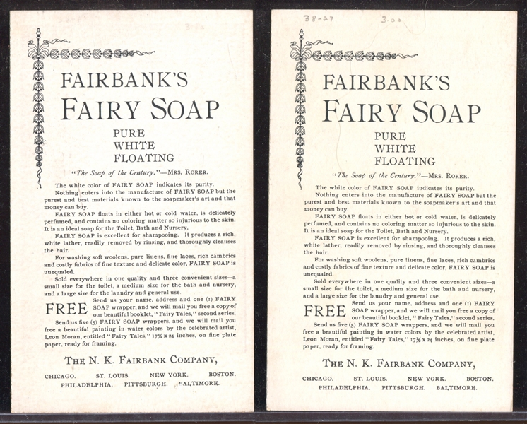 H340-2 Fairbanks Fairy Soap Near Complete Set of (11/12) Plus Extra Wesley Merritt