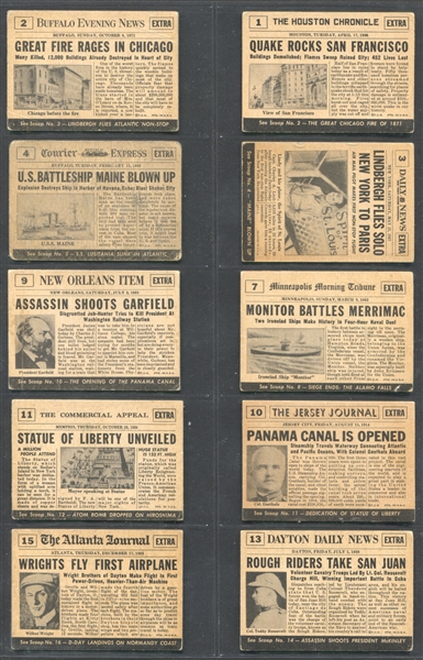 1954 Topps Scoop Partial Set of (127/156) Cards with Babe Ruth