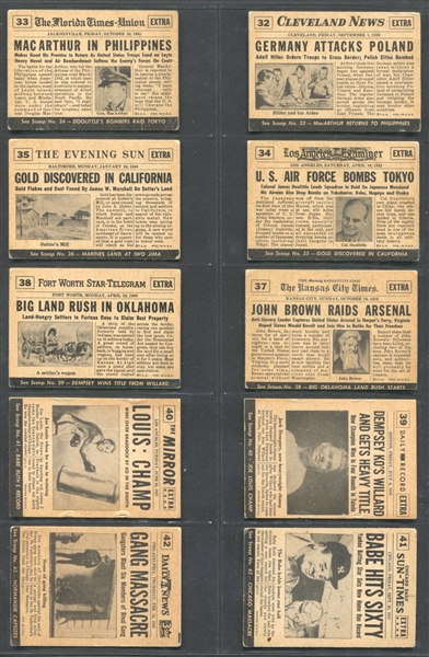 1954 Topps Scoop Partial Set of (127/156) Cards with Babe Ruth