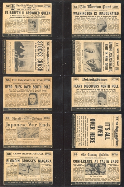 1954 Topps Scoop Partial Set of (127/156) Cards with Babe Ruth