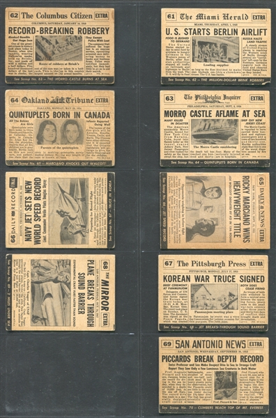 1954 Topps Scoop Partial Set of (127/156) Cards with Babe Ruth