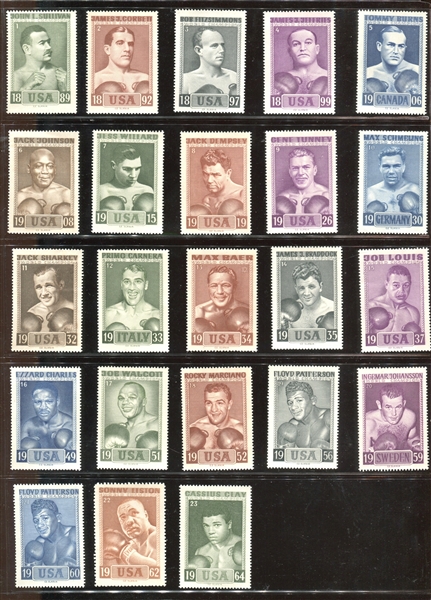 1964 CZ Slania Boxing Complete Set of (23) Stamps With Cassius Clay (Ali)