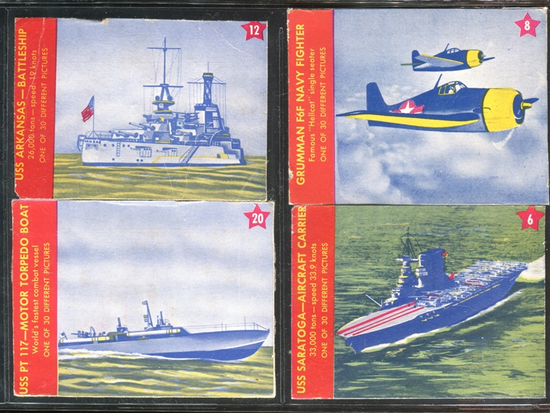 R800 Peco Candies Ships and Planes (Large) Lot of (4) Cards and (1) Box