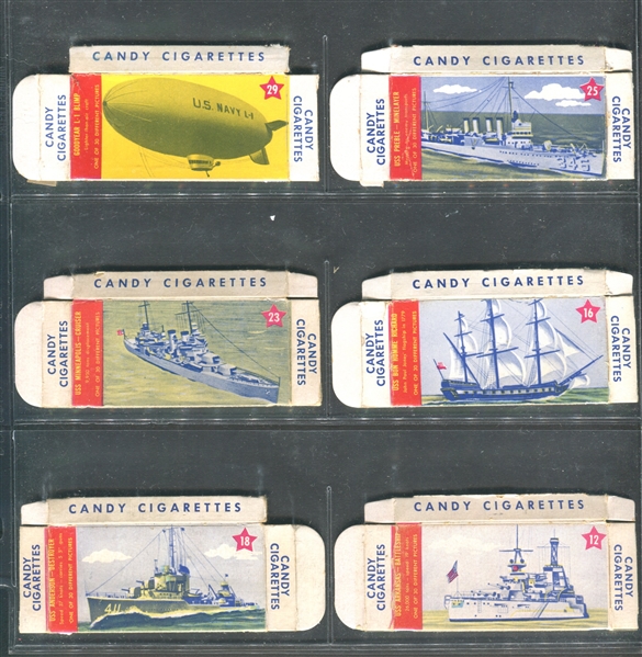 R800 Peco Candies Ships and Planes (Small) Lot of (6) Complete Candy Cigarette Boxes