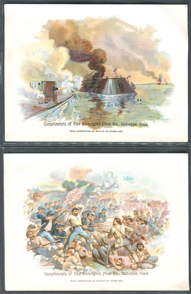 1880's Norwegian Plow Civil War Trade Cards Lot of (4) 