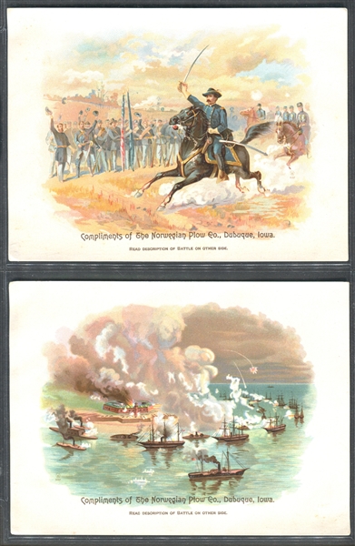 1880's Norwegian Plow Civil War Trade Cards Lot of (4) 