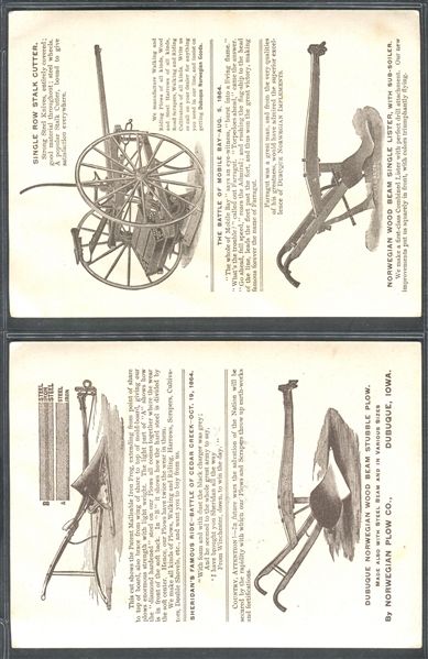 1880's Norwegian Plow Civil War Trade Cards Lot of (4) 