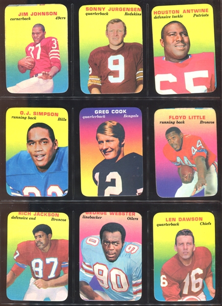 1970 Topps Football Super Glossy Complete Set of (33) Cards