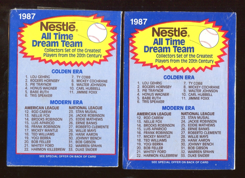 1987 Nestle All-Star Dream Team Lot of (2) Unopened Packs with Mays/Aaron on Back