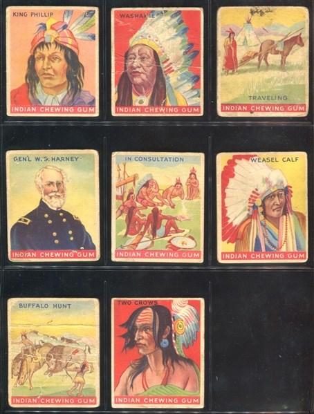 R73 Goudey Gum Indian Gum Lot of (8) Cards