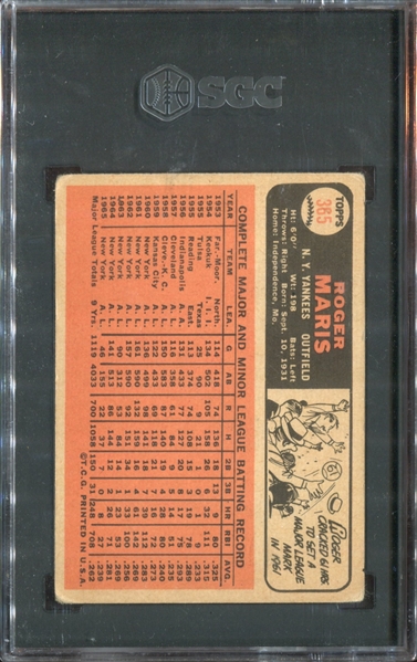 1966 Topps #365 Roger Maris SGC1 Poor