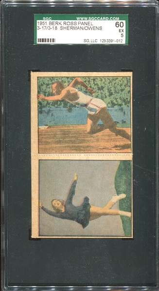 1951 Berk Ross Panel #3-17/#3-18 Jesse Owens/Sherman SGC60 EX5