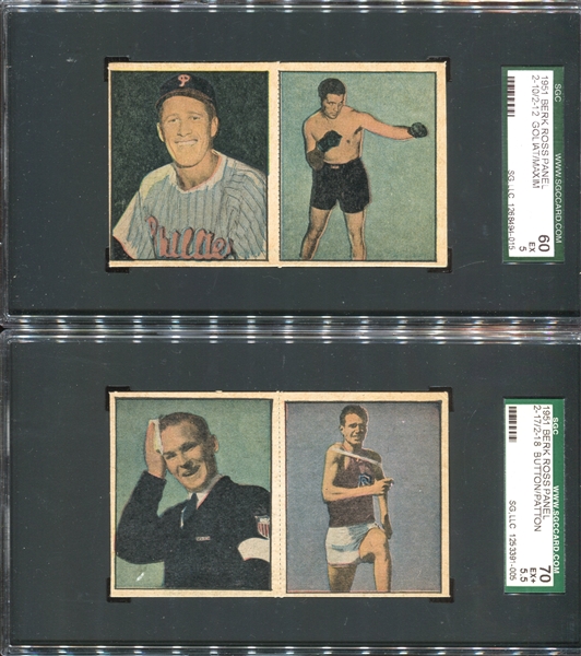 1951 Berk Ross Panels Lot of (3) Uncut SGC-Graded