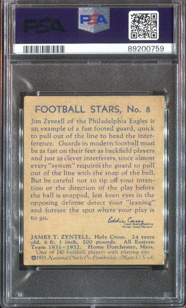 1935 National Chicle #8 Jim Zyntell PSA1.5