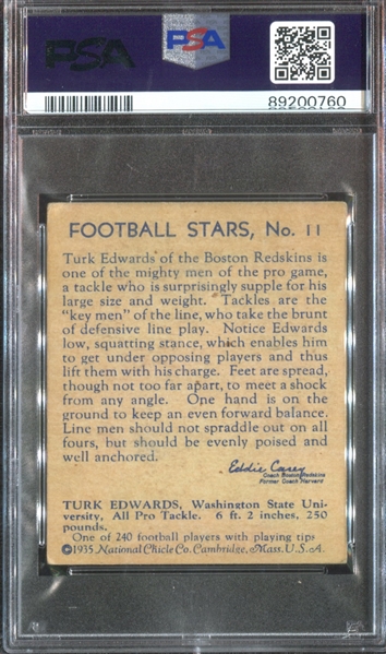 1935 National Chicle #11 Turk Edwards PSA1.5