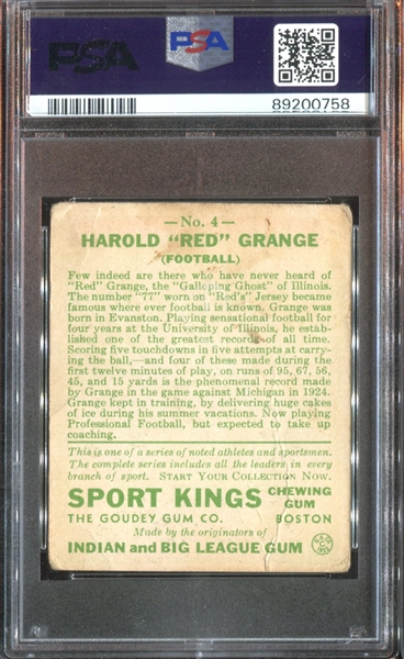 1933 Goudey Sport Kings #4 Red Grange Football PSA1.5