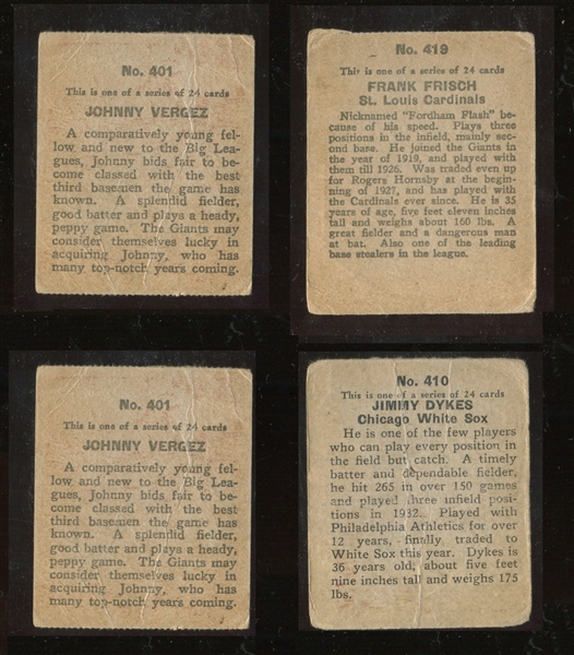 1933 R337 Eclipse Import Lot of (4) Cards with HOFers