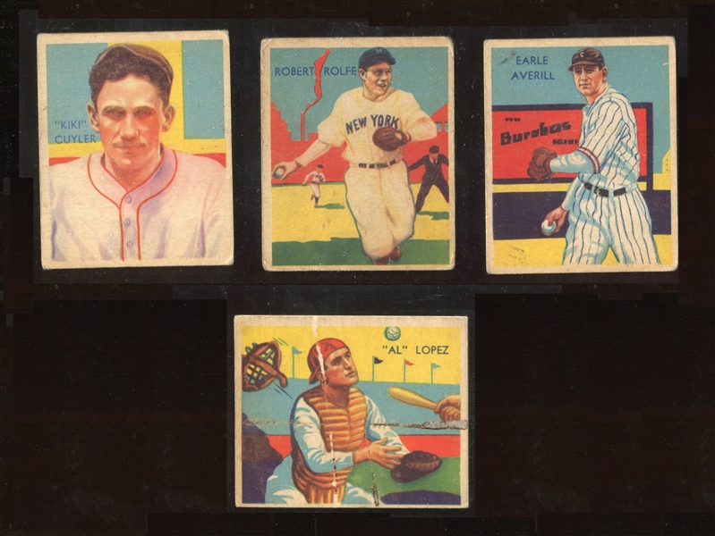 1934-5 Gum Inc Diamond Stars Lot of (4) Cards with Hall of Famers