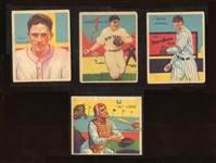 1934-5 Gum Inc Diamond Stars Lot of (4) Cards with Hall of Famers