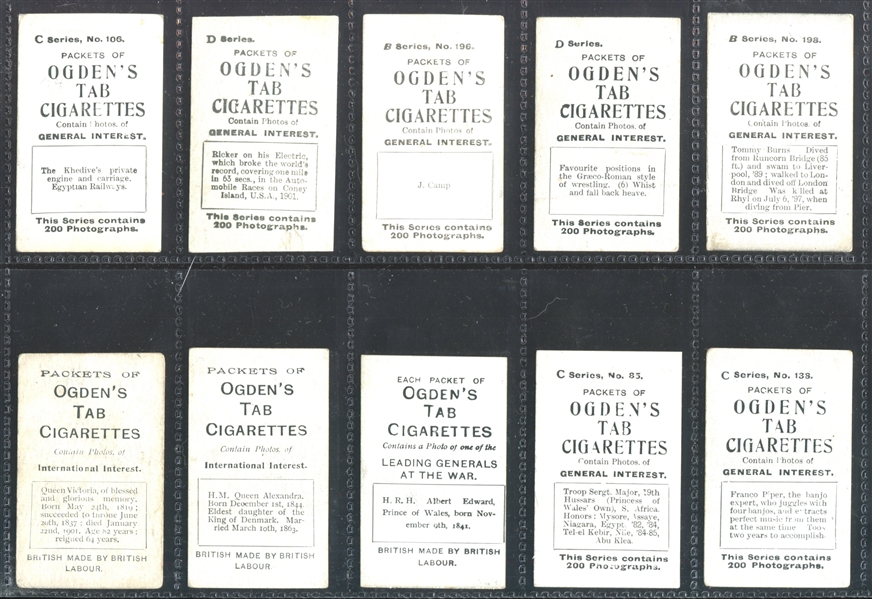 1901-02 Ogdens LTD General Interest Lot of (10) Different