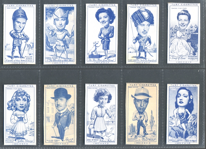 1949 Carreras Ltd Turf Famous Film Stars Complete Set of (50) Cards