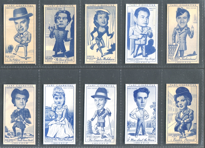 1949 Carreras Ltd Turf Famous Film Stars Complete Set of (50) Cards