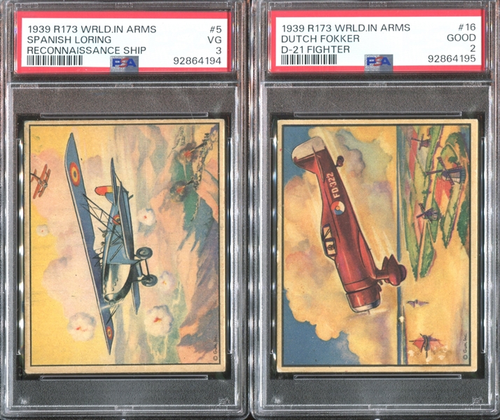 R173 Gum Inc World in Arms Lot of (2) PSA-Graded Cards