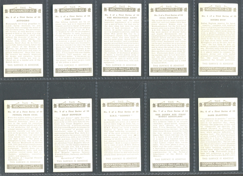 1936 Godfrey Phillips Ltd This Mechanized Age Complete Set of (50) Cards