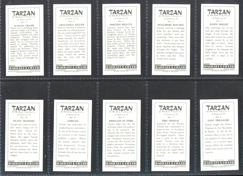 1967 Barratt & Co Ltd Tarzan Complete Set of (50) Cards