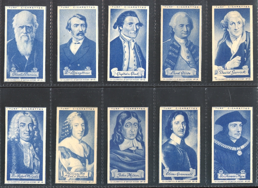 1951 Carreras Ltd Turf Celebrities of British History Complete Set of (50) Cards