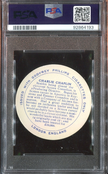 1924 Godfrey Phillips Cinema Stars Charlie Chaplin PSA6 EX-MT