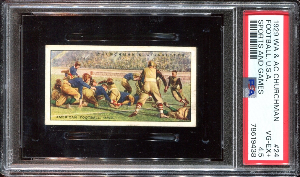 1929 W.A. & A.C. Churchman Sports and Games #24 Football PSA4.5 VG-EX+