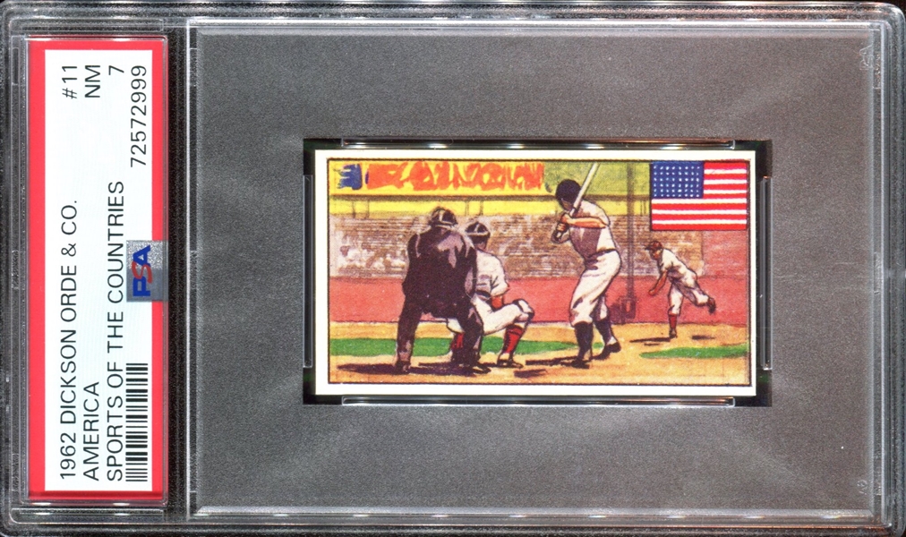 1962 Dickison Orde & Co Sports of the Countries #11 America (Baseball - Babe Ruth) PSA7 NM