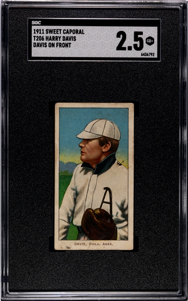 1909-11 T206 Harry Davis, Davis on Front SGC2.5 Good+