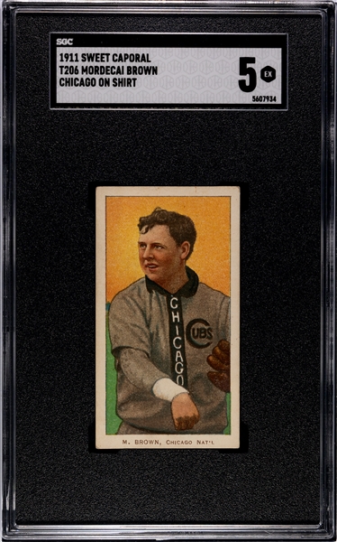 1909-11 T206 Mordecai Brown, Chicago on Shirt SGC5 EX