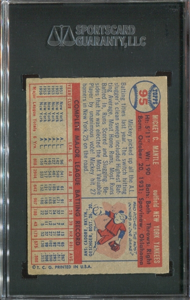 1957 Topps #95 Mickey Mantle SGC60 EX 5