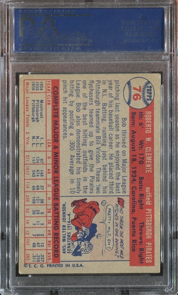 1957 Topps #76 Bob (Roberto) Clemente PSA5 EX