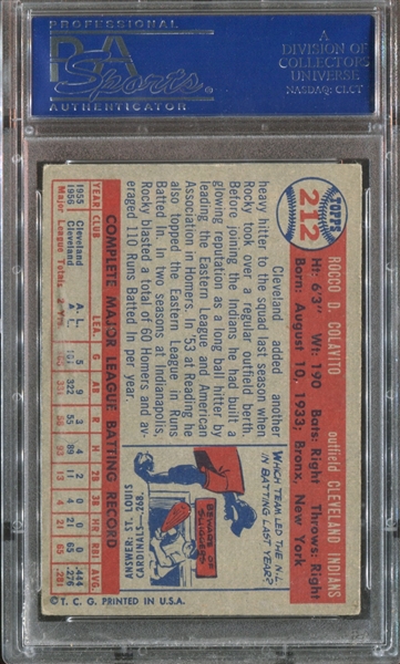 1957 Topps #212 Rocky Colavito PSA5 EX