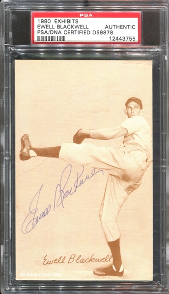 1980 Exhibit Reprint Card - Ewell Blackwell Autographed PSA/DNA