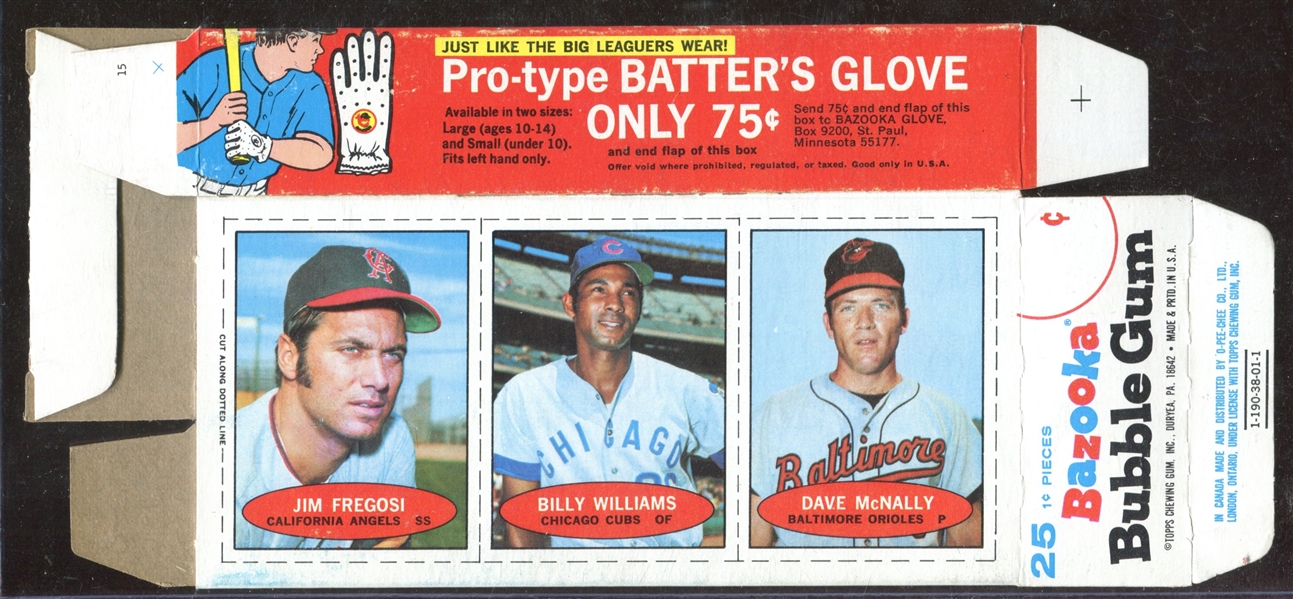 1971 Topps Bazooka Complete Uncut Box - Fregosi/Williams/McNally