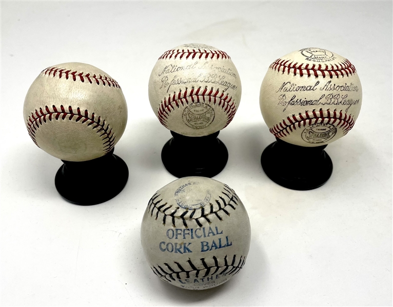 Lot of (4) Miniature Baseballs Including Spalding National Association Balls