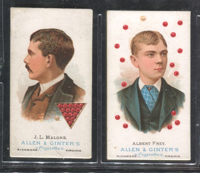 N28 Allen & Ginter World's Champions (1st Series) Pool Players Lot of (2)