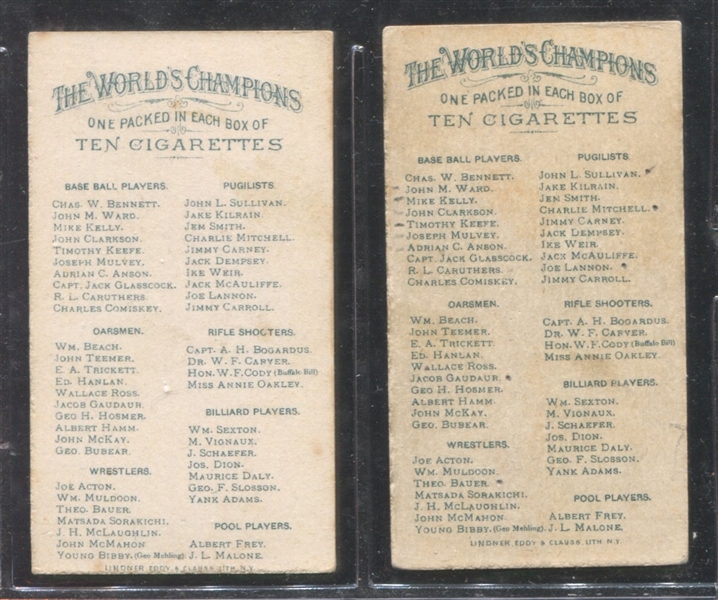 N28 Allen & Ginter World's Champions (1st Series) Pool Players Lot of (2)