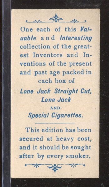 N365 Lone Jack Inventors John Ericsson High Grade Type Card